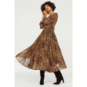 H&M leopard pleated maxi dress